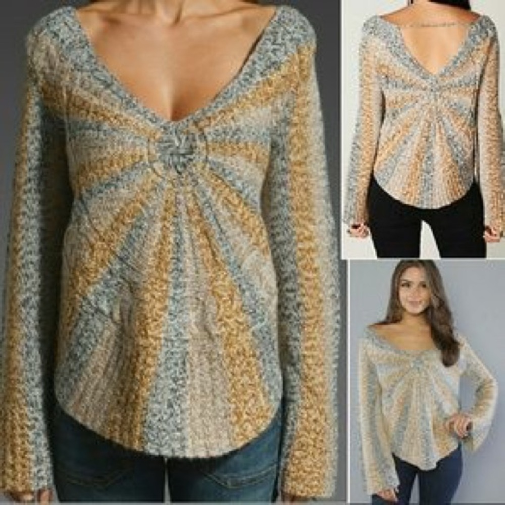 Free People Pinwheel Sunburst Sweater Boho Bell M